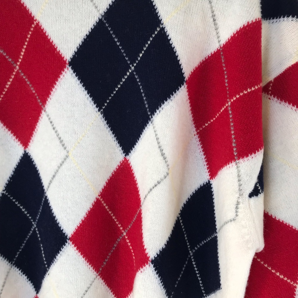 Vintage 100% Wool Sweater Blue, Red and Off White - Picture 3 of 8